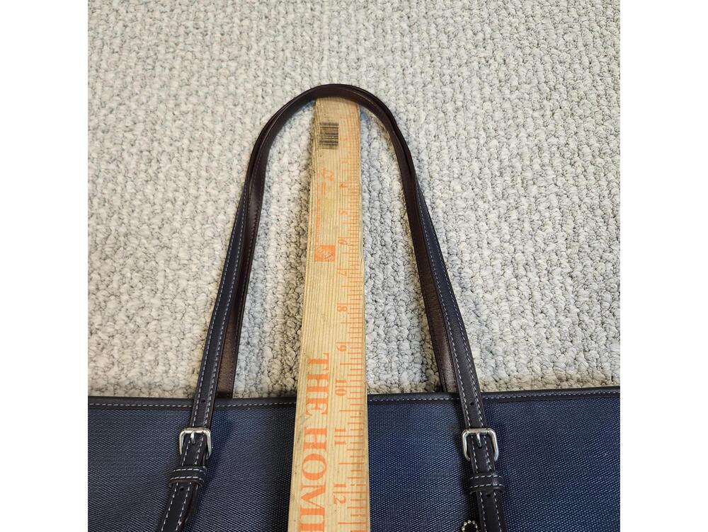 Coach City Tote Navy Blue Canvas Bag Leather Handles New Without Tags - Picture 5 of 12